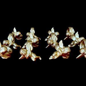 Vintage Cherub Napkin Rings - Gold Painted Porcelain Angels Set of 12 Christmas